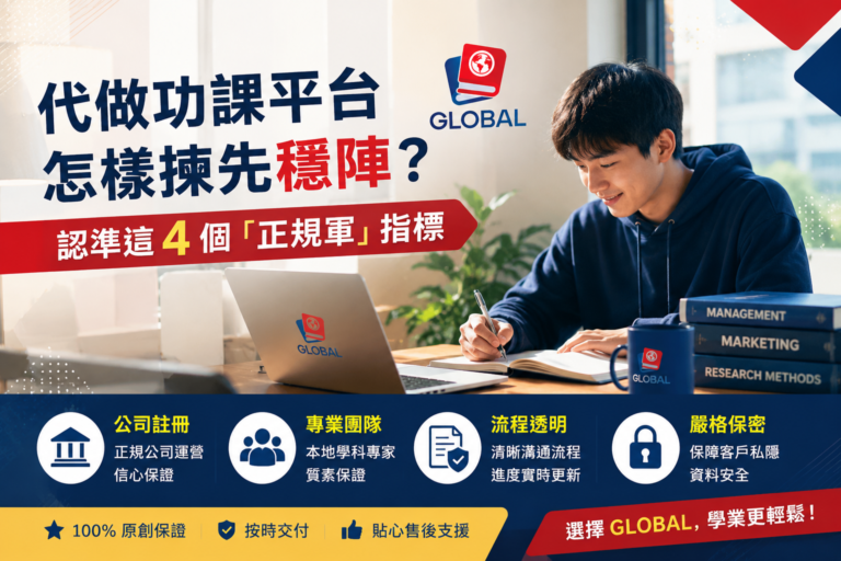 大專學生正在認真對比螢幕上的網上代做功課平台，配圖拆解如何認準正規軍指標以防落入學術中介騙局